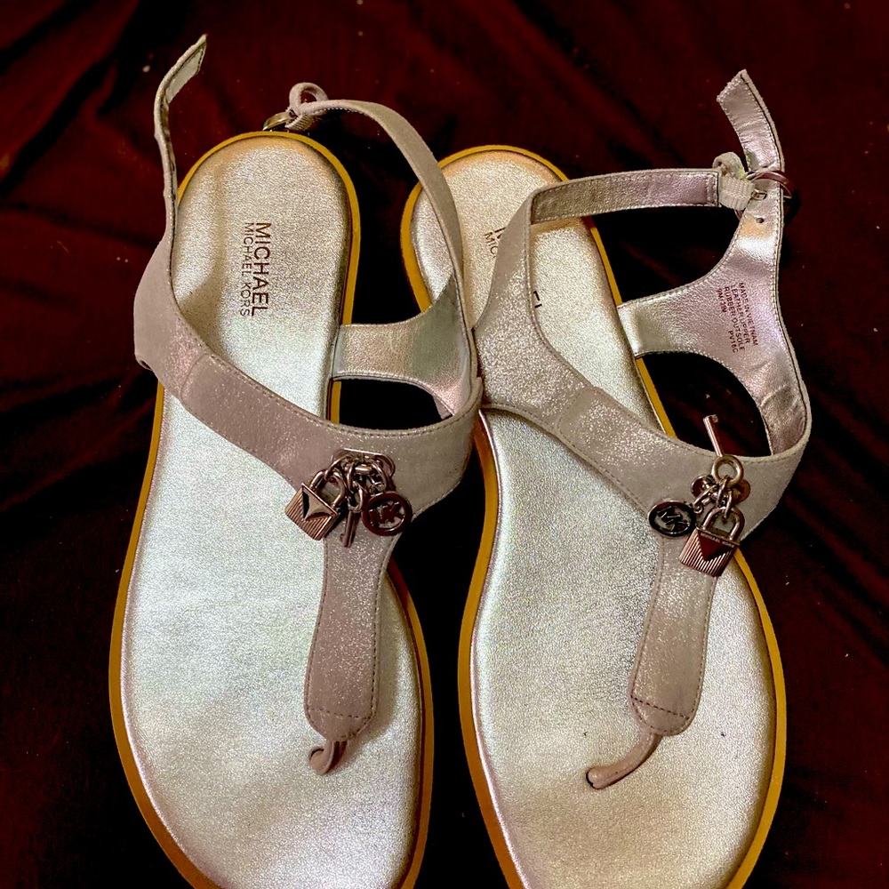 Size 9 Michael Kors silver Sandals